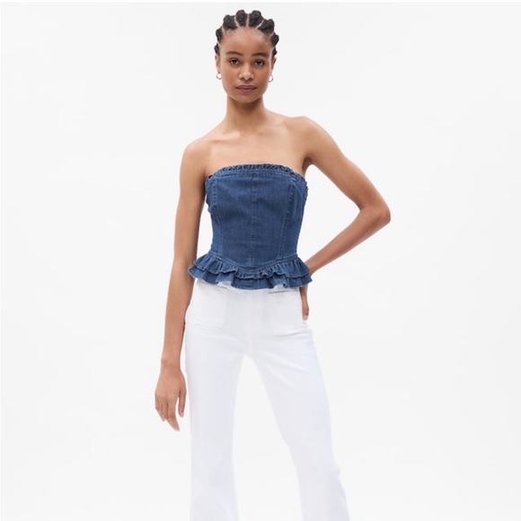 GAP X LoveShackFancy Denim Corset Top - Picture 4 of 4